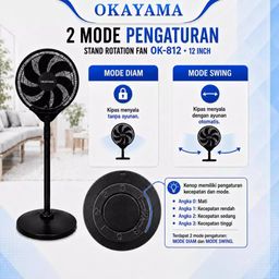 KIPAS ANGIN BERDIRI OKAYAMA OK-812 12 IN 3IN1