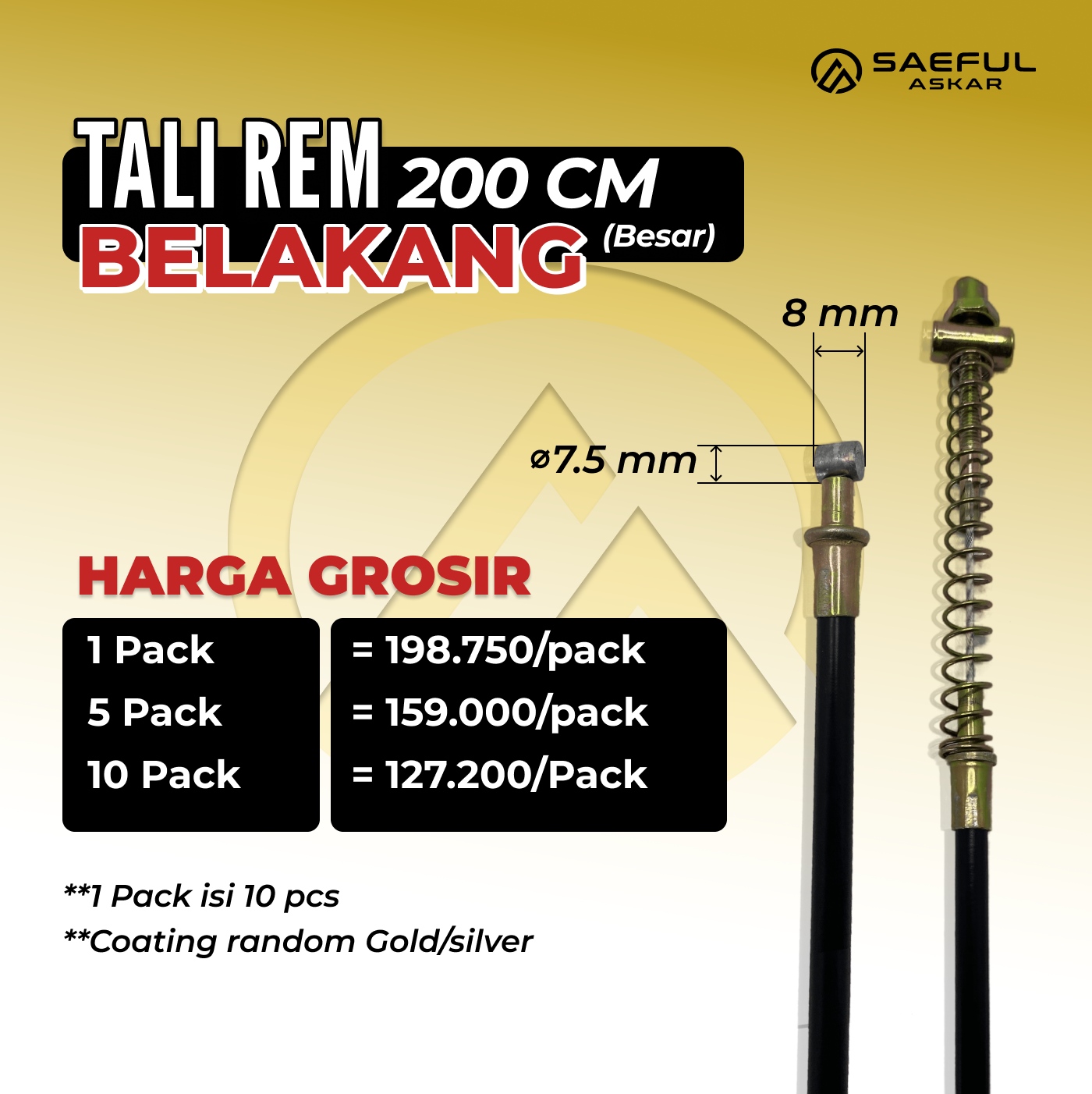 [Dus] 200cm Tali Rem KB - 10pcs