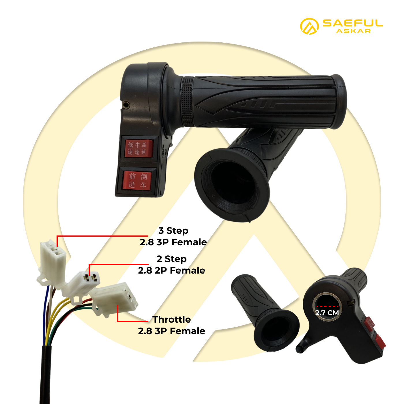 Grip Gas Lengkap Hitam 3S 2S (Kosong)