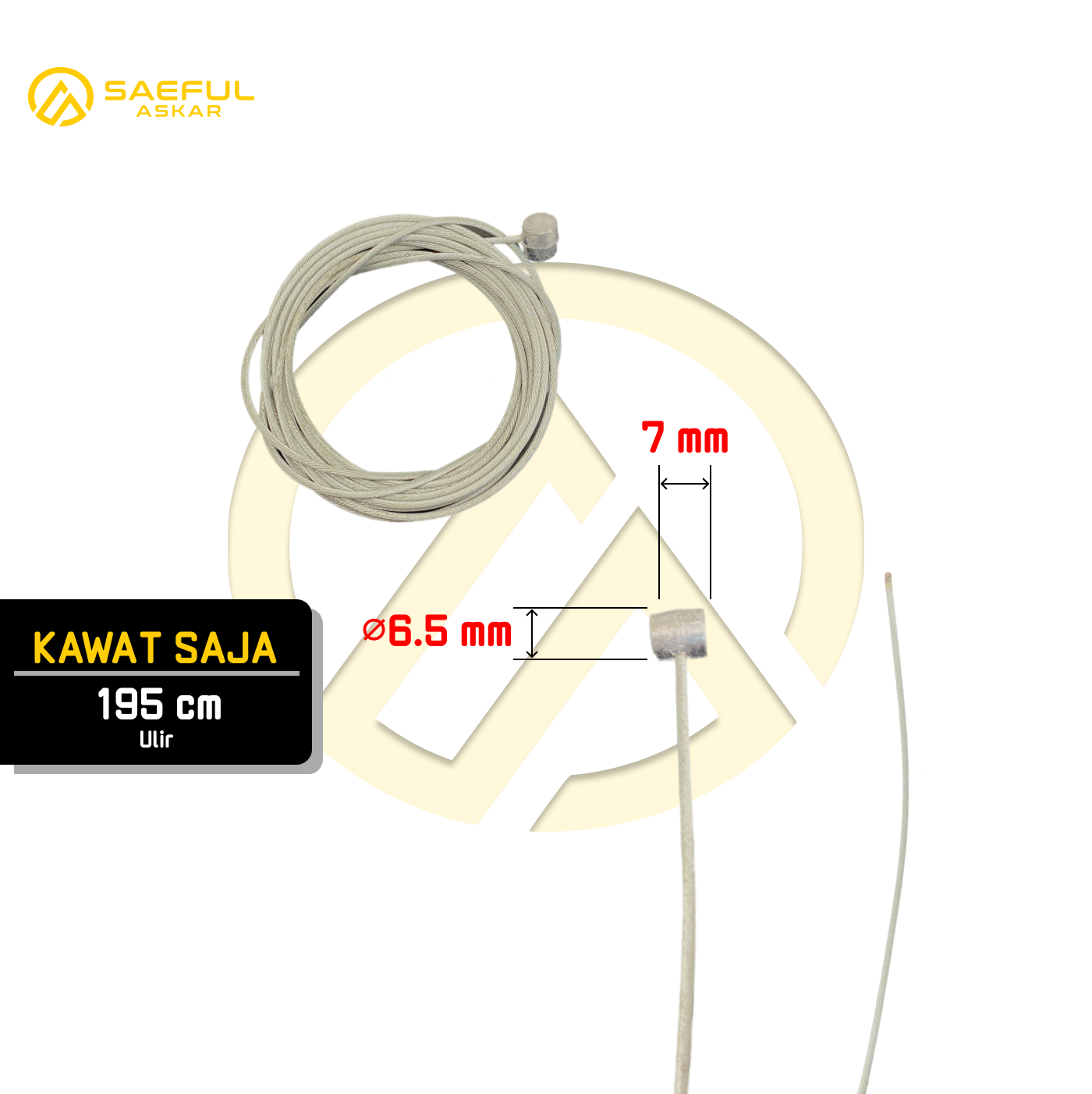 [Dus] 195cm Tali Rem Kawat - 10pcs