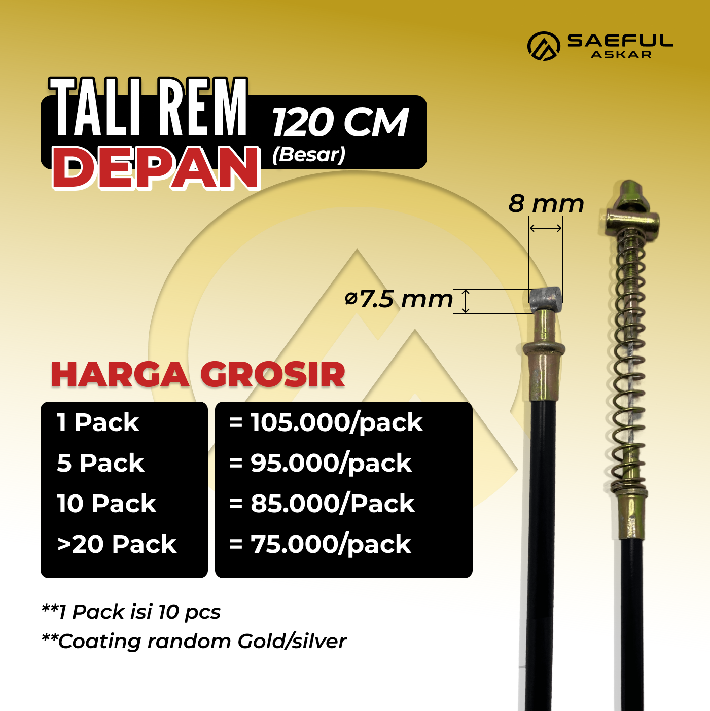 [Dus] 120cm Tali Rem KB - 10pcs