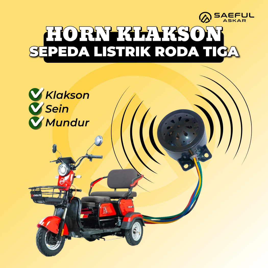 Horn 48-72V 5 kabel klakson, sen dan suara mudur untuk kendaraan roda 3