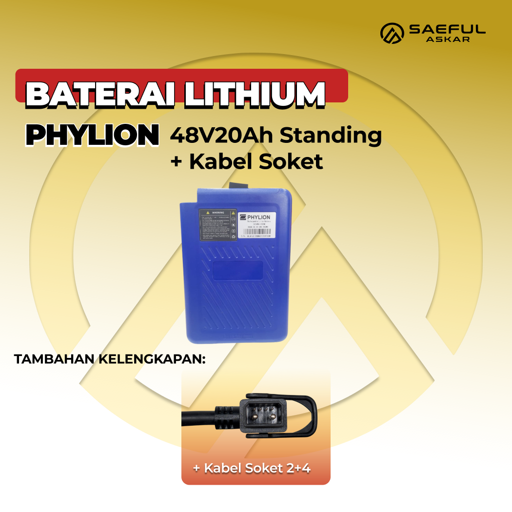 [B] Set Baterai Phylion 48V 12Ah-20Ah & 72V 24Ah