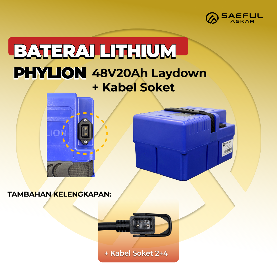 [B] Set Baterai Phylion 48V 12Ah-20Ah & 72V 24Ah