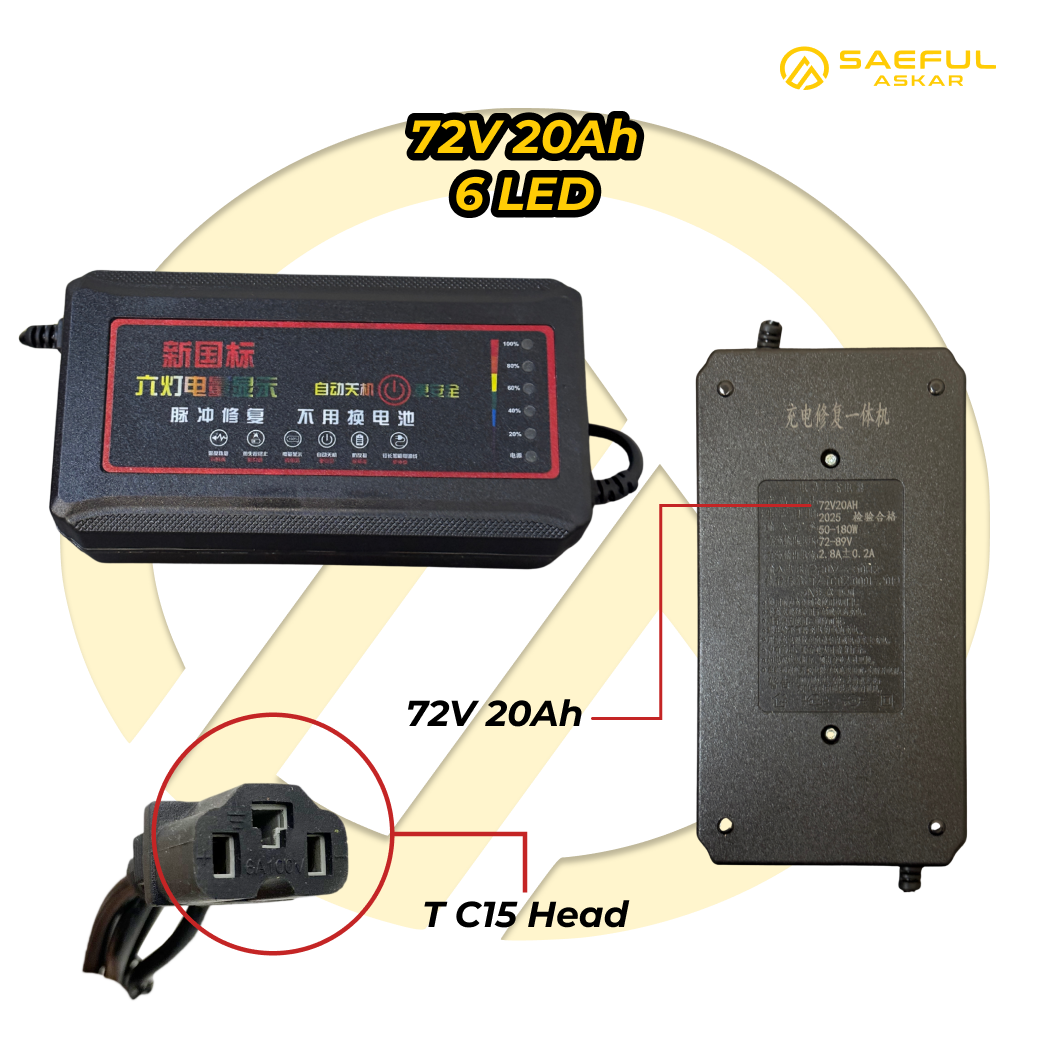 [BUNDLE] Charger 48V 60V 72V 6 LED + Steker