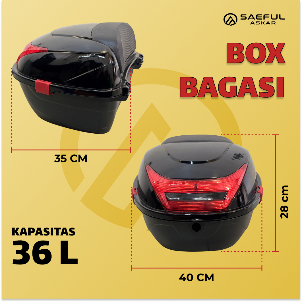 Box bagasi Belakang 36 liter warna hitam