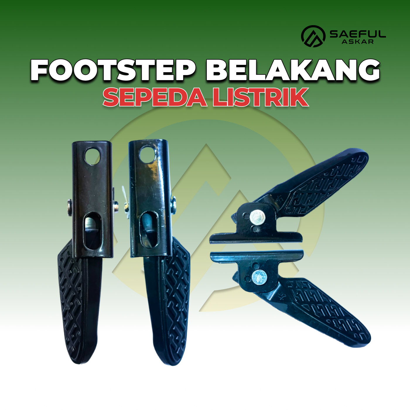 Foot Step Belakang lipat lubang 40-60mm hitam