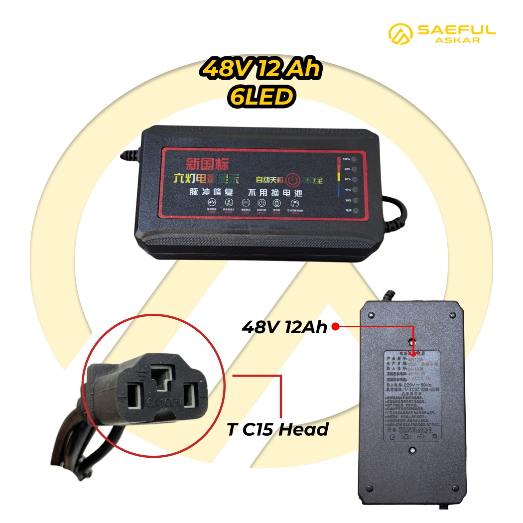 [BUNDLE] Charger 48V 60V 72V 6 LED + Steker