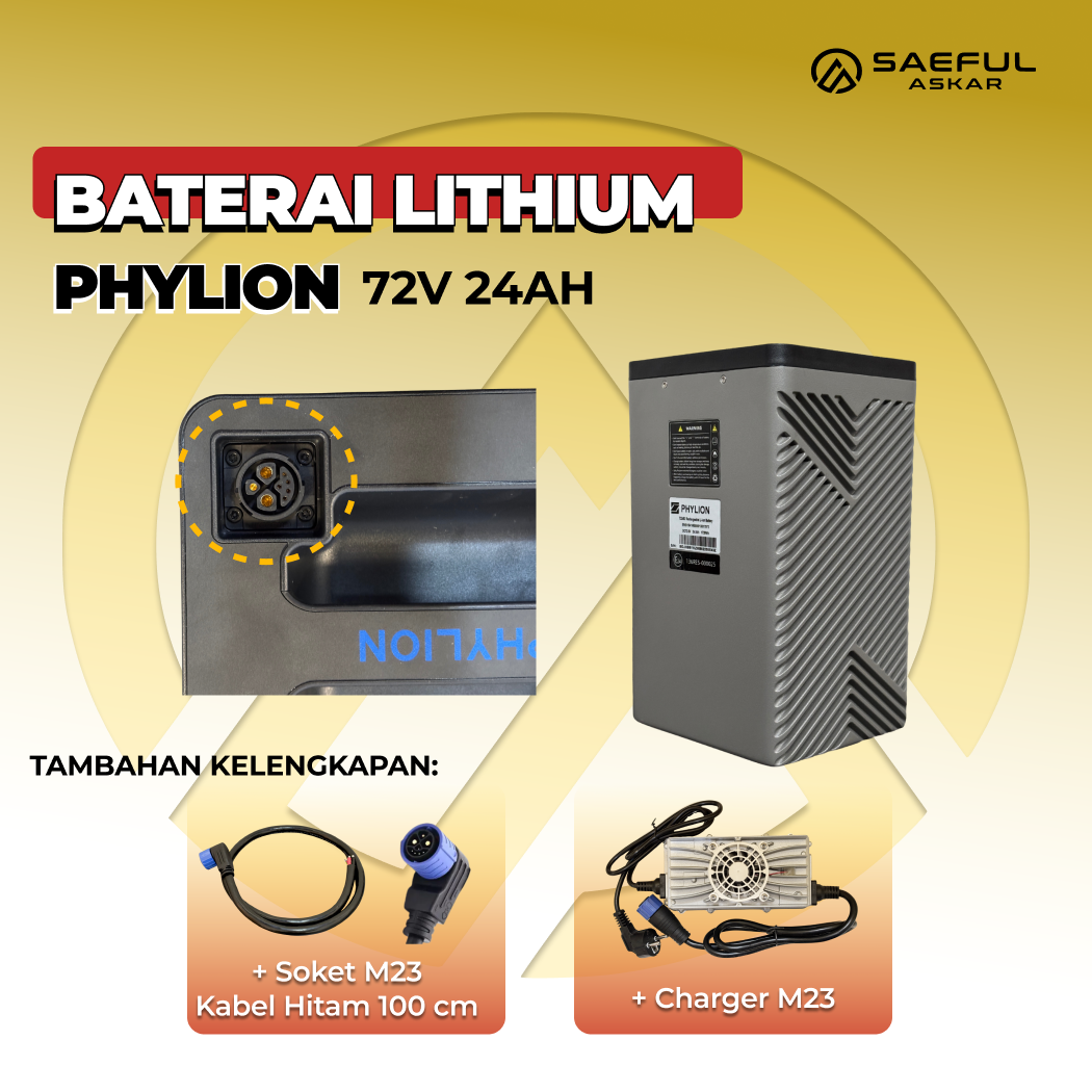 [B] Set Baterai Phylion 48V 12Ah-20Ah & 72V 24Ah