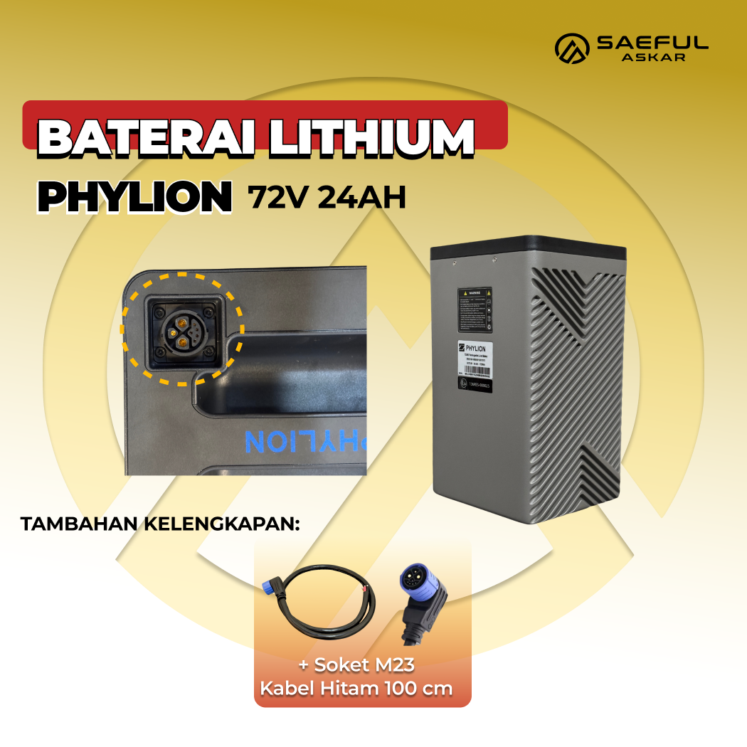 [B] Set Baterai Phylion 48V 12Ah-20Ah & 72V 24Ah